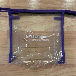 NYU Langone Medical Center Women Cosmetic Pouch Bag with Zipper Clear / Purple